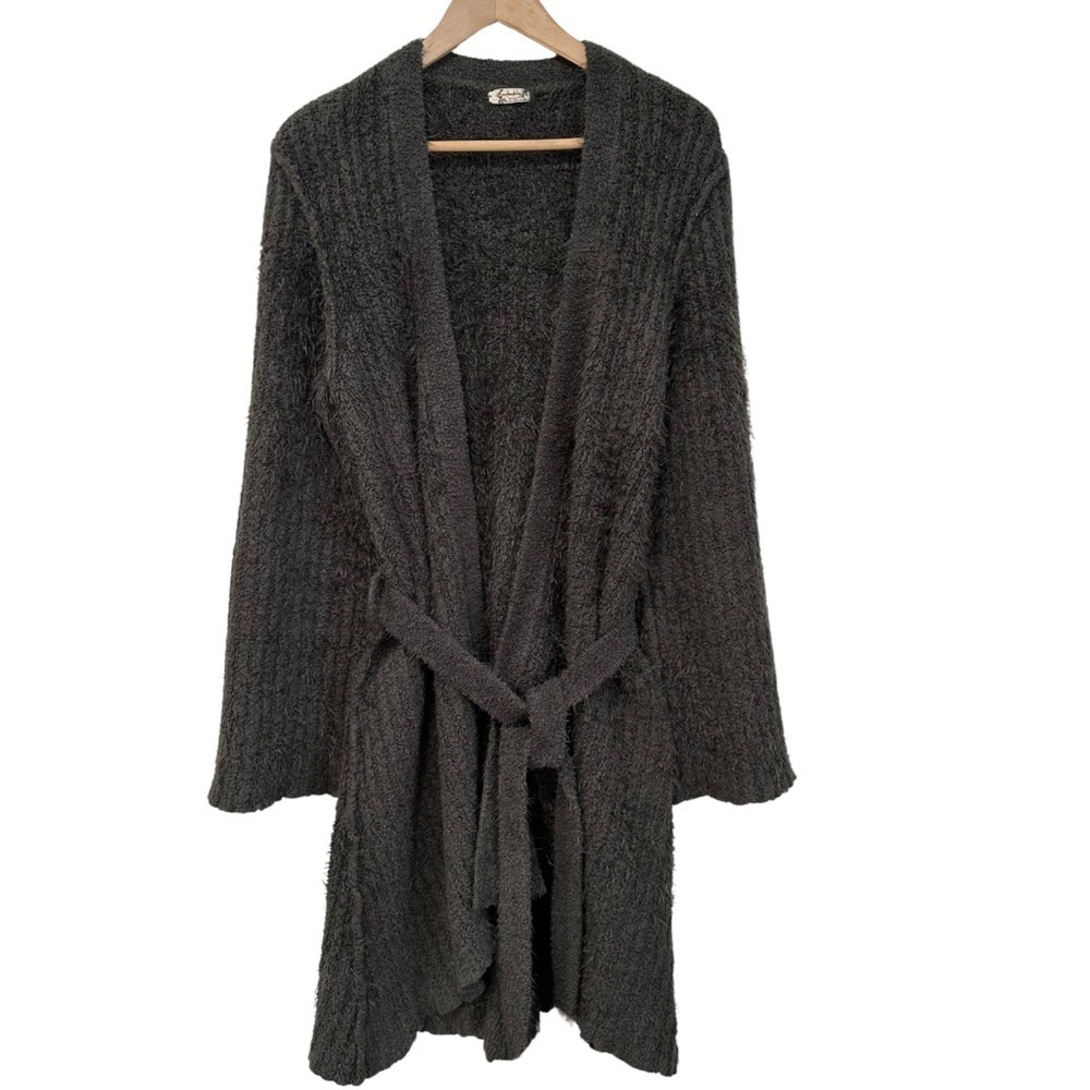 Intimately Free People Ribbed Fuzzy Duster/Robe SZ Medium Grey Bohemian EUC